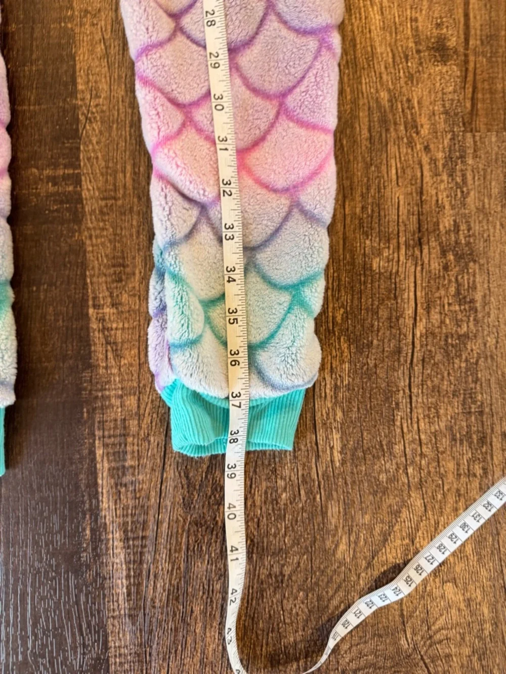 Cat & Jack Pastel Mermaid Scale Plush One-Piece fleece PJs - Pink, Purple, Teal